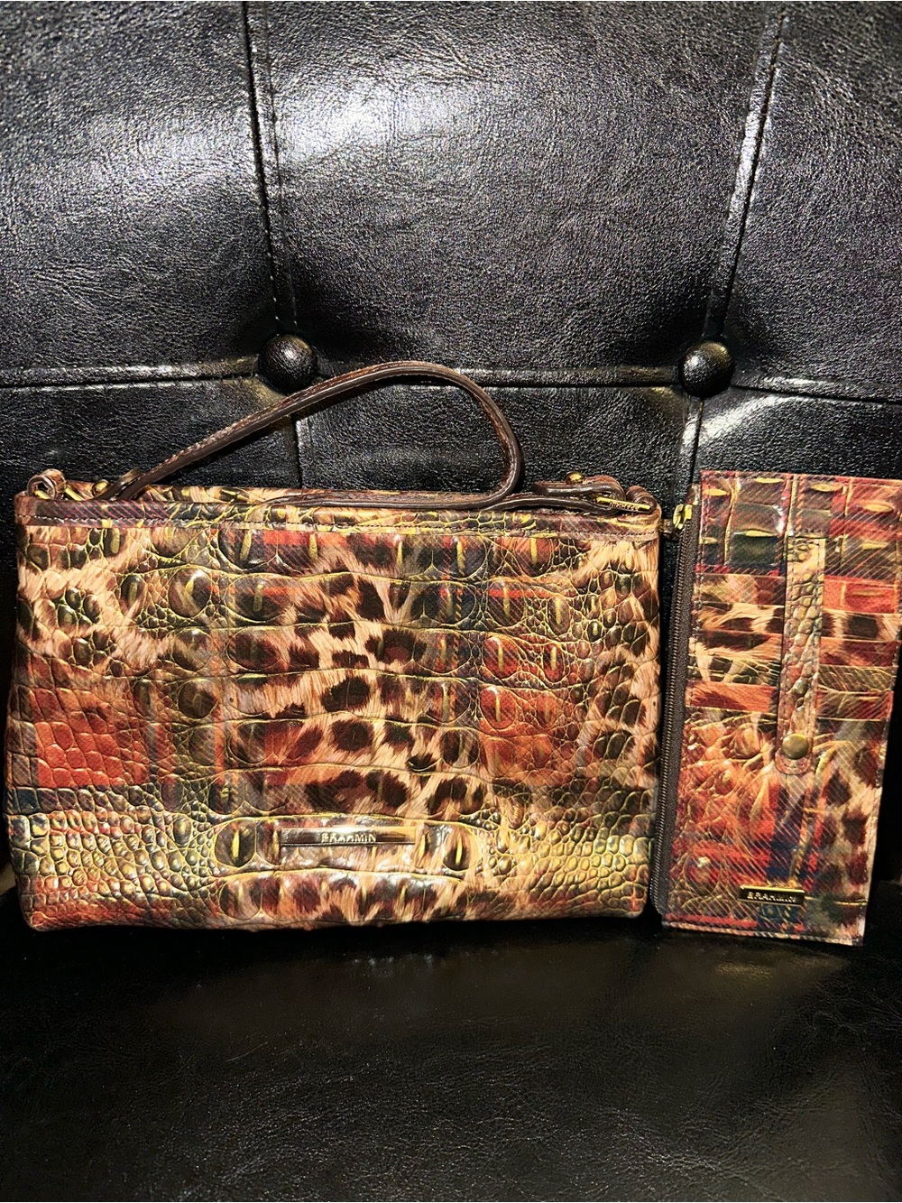 ❤️🤎 Brahmin Lorelei and Credit Card Holder in Tartan Animal 🤎❤️